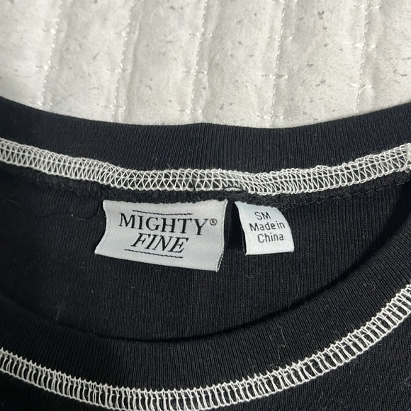 Mighty Fine Black T-Shirt Dress with White Stitching - Picture 2 of 3